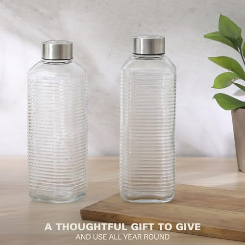 Aspen Heights 33oz Glass Bottle Set - Reusable Leakproof Water & Juice Bottles with Stainless Steel Lids