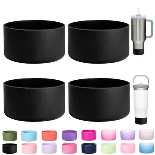 4-Pack Silicone Boot for Stanley Cup 40 30 OZ, Tumbler Boot for Stanley IceFlow 20OZ 30OZ, Bottom Protector for Stanley Cup Accessories Protective Sleeve Bumper