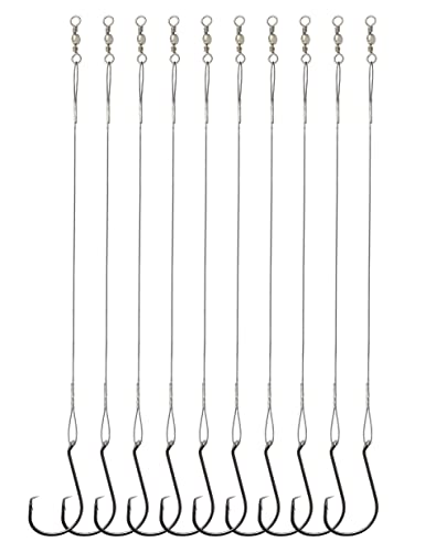 Heavy Duty Saltwater Circle Hooks with Leader Wire - 7/0, 25pcs Fishing Rig