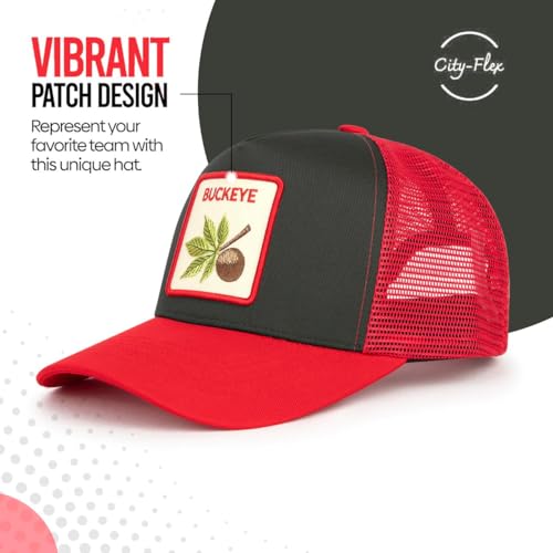 Ohio State Buckeyes Fan Patch Trucker Hat - Red & Black Snapback Cap for Men & Women
