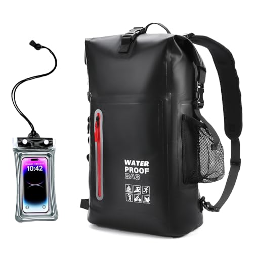Black Waterproof Floating Backpack for Kayaking & Beach Activities