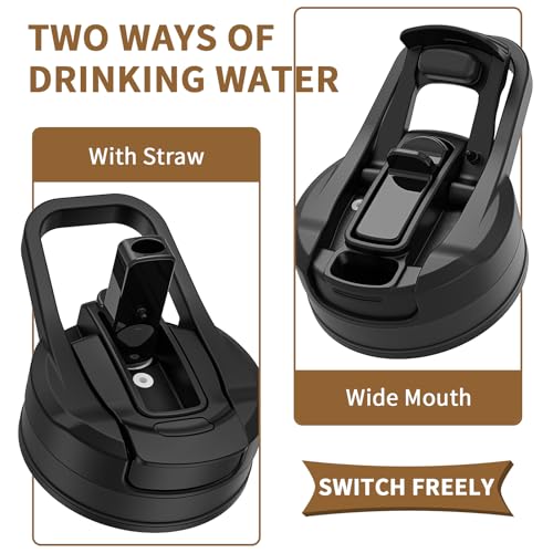 Black 74 Ounce Water Bottle with 2-in-1 Straw Lid BPA-Free Durable Plastic