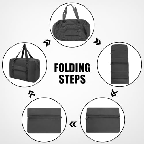 Foldable Travel Duffel Bag 23L Black - Lightweight & Waterproof