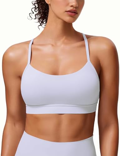 MIRITY Large White Padded Y-Back Sports Bra for Women - Low Impact Yoga Workout Top