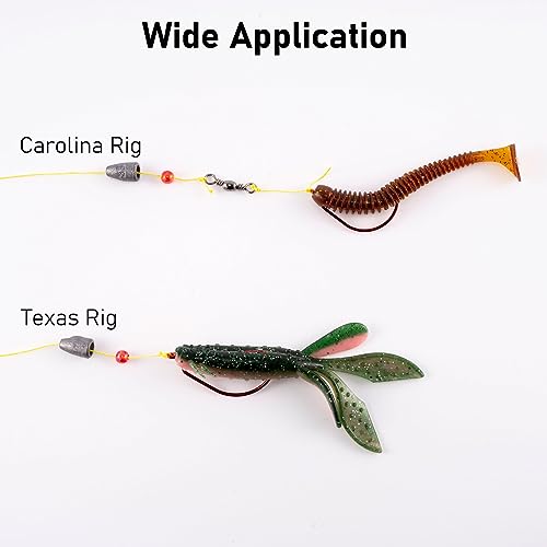 Dr.Fish Extra Wide Gap Worm Hooks 3/0 Red 100 Pack for Bass Fishing