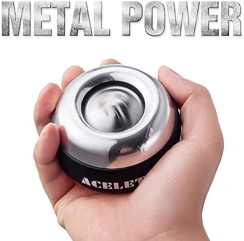ACELETE Metal Gyro Ball with Counter Wrist Exerciser Torque Ball Forearm Strengthener for Stronger Wrist Bones and Muscle (Metal with Count)