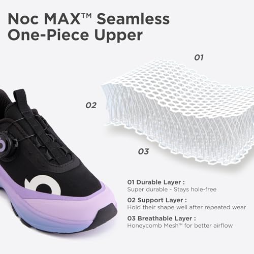 Kids Running Shoes - Black & Violet, 3-Layer Breathable Mesh, Durable Sneakers, High Rebound Cushion, Boys & Girls, 3 Big Kid