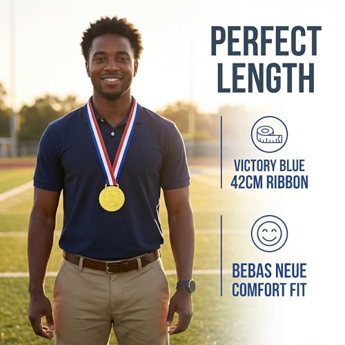 12-Pack Gold Medal Awards with 16.5-Inch Ribbons - Classic Trophy Variation of THIS listing