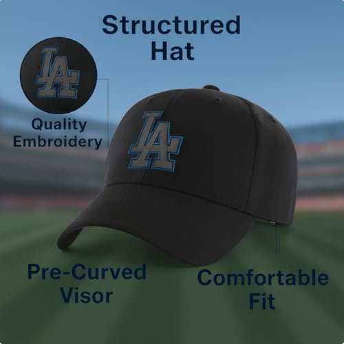 Officially Licensed Los Angeles Youth Boys Girls Baseball Hat Classic MVP Black Adjustable Primary Embroidered Team Logo Kids Sports Ball Cap