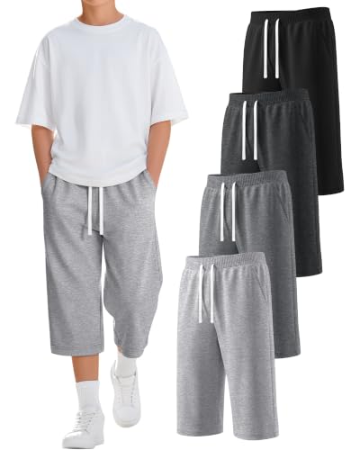 Halfchet Boys Capri Pants 4 Pack Wide Leg 7-16 Years