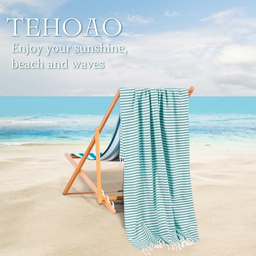 Oversized Turkish Beach Towel Bulk Set 39x71 Inches - Sky Blue, Quick Dry, Soft Cotton