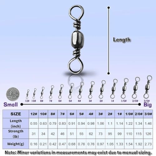 Natufish Barrel Swivels 50/100 Pcs High Strength Saltwater Fishing Tackle 10#