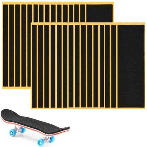 30Pcs Fingerboard Grip Tape PRO, Wooden Mini Skateboard Adhesive Stickers, Quality Non Slip Foam Grip 110mm x 38mm Black (30pcs)