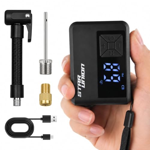 Mini Electric Bike Pump with Digital Pressure Gauge, 130 PSI, USB-C Rechargeable