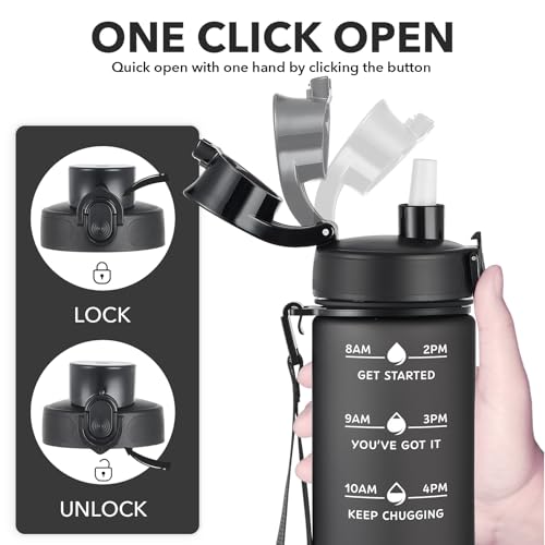 Enerbone 24oz Water Bottle - Black Chocolate Leakproof Toxin-Free Sports Hydration with Straw