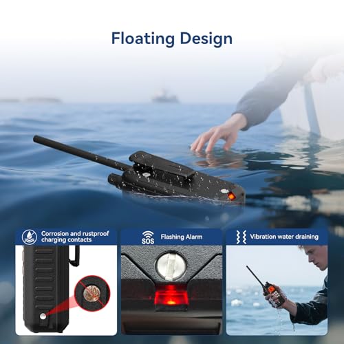 Retevis RM15 Marine Radio 6W,IP68 Floating VHF Radio Handheld,Built-in Noise Cancelling Mic,2000mAh,Type-C,Rust-Proof Charging,NOAA,Falling Water Flash Alarm,Boat Radio for Coastal Sailing(1 Pack)