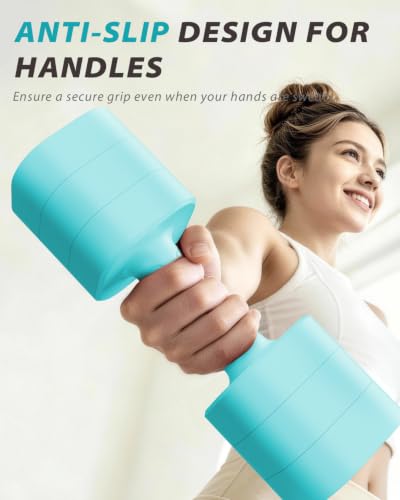 Adjustable Dumbbell Set of 2 - Mint Blue 10LB Weights for Home Workouts
