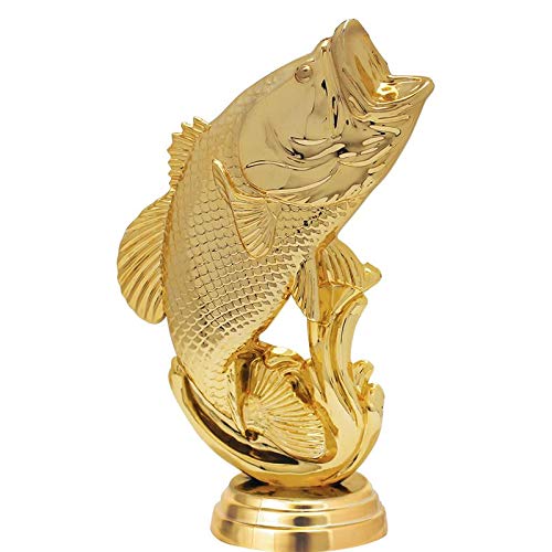Crown Awards Fishing Trophies with Custom Engraving, 7.25" Personalized Largemouth Bass Fish Trophy On Deluxe Round Base 1 Pack