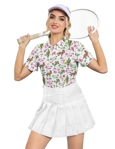 Women's Golf Shirt Moisture Wicking Quick Dry Polo Top Cactus Medium - Ladies Golf Outfits