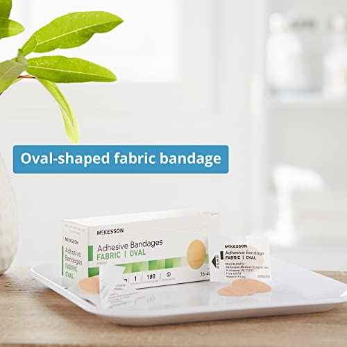 McKesson Adhesive Bandages, Sterile, Fabric Oval, 1 in x 1 1/4 in, 100 Count, 24 Packs, 2400 Total