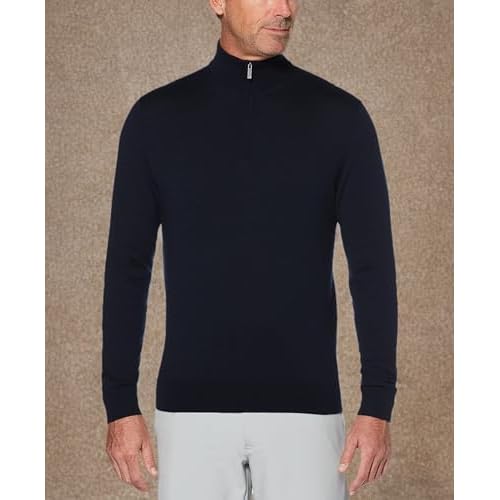 Callaway Weather Series Men's 1/4 Zip Golf Sweater with Mock Collar, Thermal Merino Wool, Breathable Soft Fabric