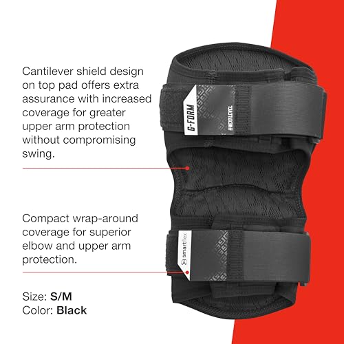 Baseball Elbow Guard - Impact-Absorbing Molded Protective Gear, Small-Medium, Black