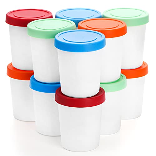 Mini Ice Cream Containers 6oz Pack of 12 with Silicone Lids - Reusable Freezer Storage
