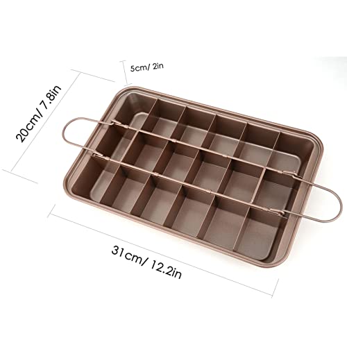 Non-Stick Brownie Pan with Dividers - 18 Slice Carbon Steel Baking Tray for Oven