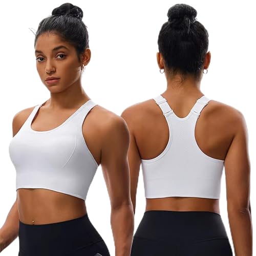 Sports Bras for Women High Impact Workout Running Yoga Gym Bra Large Petite White - Sewvmrgayo