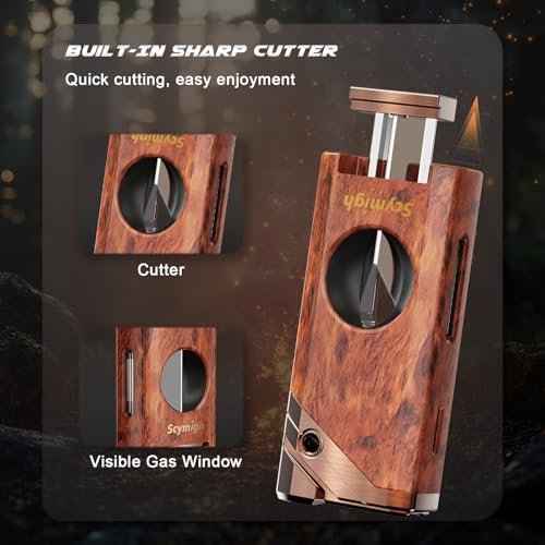 All-in-one Torch Lighter with Tool, Holder, Windproof Flame, Refillable Butane Jet Flame Lighter, Multifunctional Accessories, Gifts for Men, Cool Lighters for Candle, Outdoor (Without Gas)