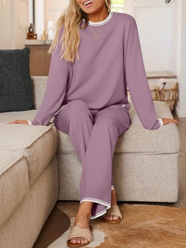 LILLUSORY Women's 2-Piece Fall Knit Sweater Lounge Set - Medium Dusty Mauve