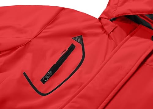 Girls Waterproof Ski Jacket - Warm Winter Coat, Red, 6-7 Years