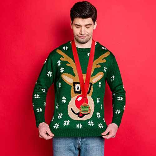 Haull Christmas Ugly Sweater Award Medals 2025, 1st 2nd 3rd Place Ugly Sweater Contest Trophy Prizes Necklace Jewelry for Holidays Christmas Tree Ornament Xmas Party Decorations Supplies