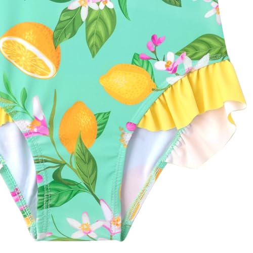 Baby Toddler Girl Long Sleeve Ruffle Swimsuit One Piece Zipper Rash Guard Bathing Suit with UPF 50+ Sun Protection