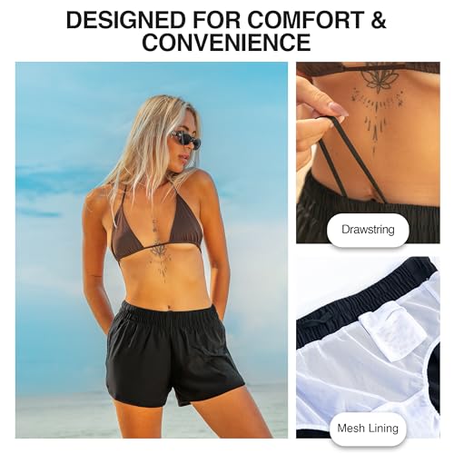 Women's Lori Stretch UPF 50+ Active Swim & Workout Boardshort - Large Black
