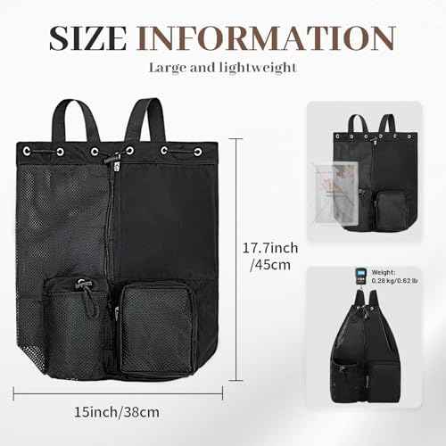 Beach Backpack with Wet Pocket Drawstring Mesh Beach Bag Waterproof Swimming Pool Backpack for Men and Women