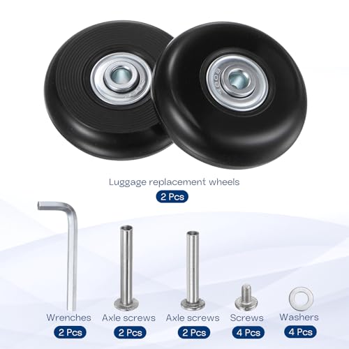Luggage Suitcase Replacement Wheels 50mm Rubber Casters with Bearings Kit