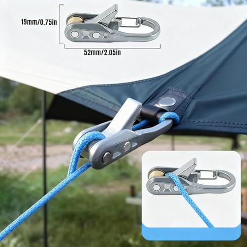 Heavy Duty Retractable Rope Tensioner with Carabiner for Camping & Tarp