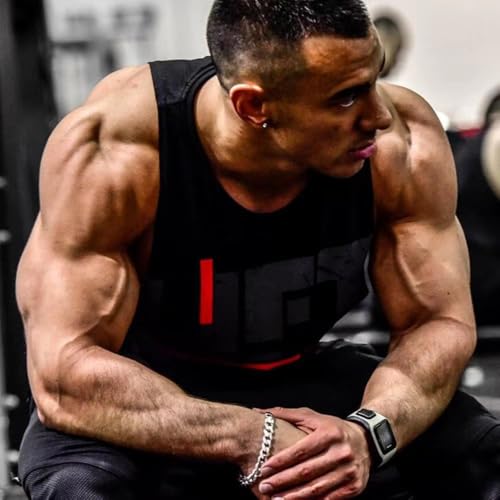 Men's Gym Bodybuilding Stringer Tank Top Workout Muscle Cut Shirt - X-Large Black