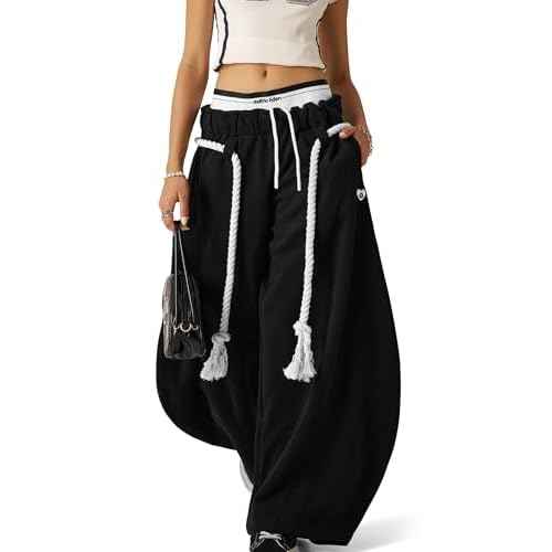 Aelfric Eden Super Baggy Barrel Sweatpants Womens Double Waist Wide Leg Sweatpants Casual Pants Trousers
