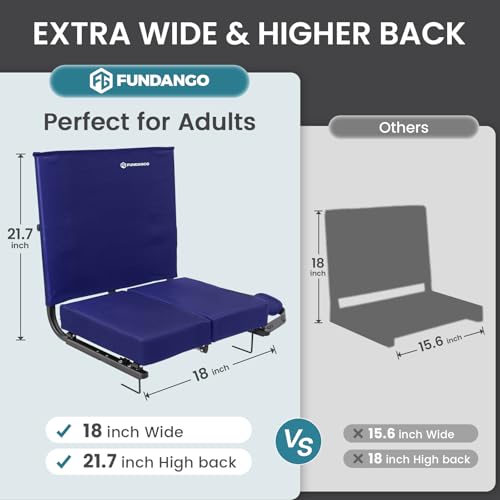 Blue Extra Wide Stadium Seat with Back Support - Folding Bleacher Chair, 1 Pack