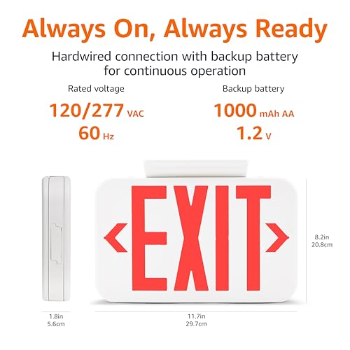 Emergency Exit Sign Double Face LED UL Certified Fire Retardant 1-Pack
