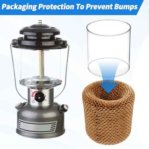 10-Pack Propane Lantern Mantles with Glass Globe: U-Shape & Standard Replacement Parts for Camping Lanterns. Clear Lantern Globe Compatible with Coleman Fuel Lanterns