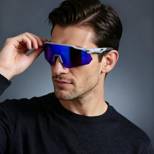 SEKKAF Polarized Sports Sunglasses for Men Women Black UV Protection Lightweight Running Cycling