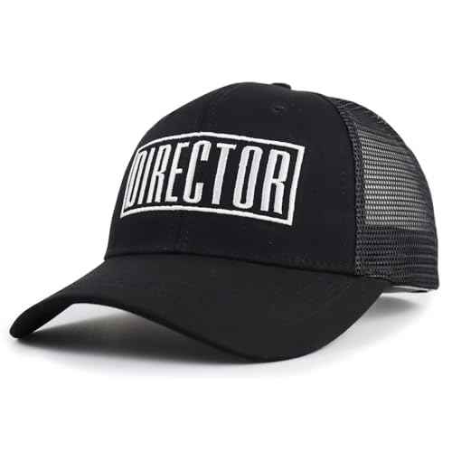 Director Trucker Hats for Men Women, Embroidered Adjustable Cotton Mesh Snapback Baseball Cap