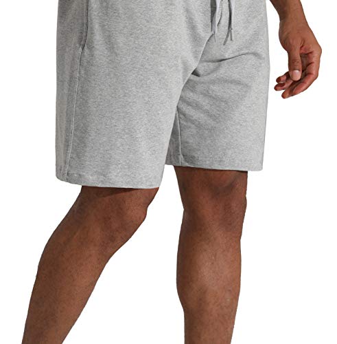 Men's Sweat Shorts with Pockets - Gym & Lounge Athletic Bottoms, Grey Large