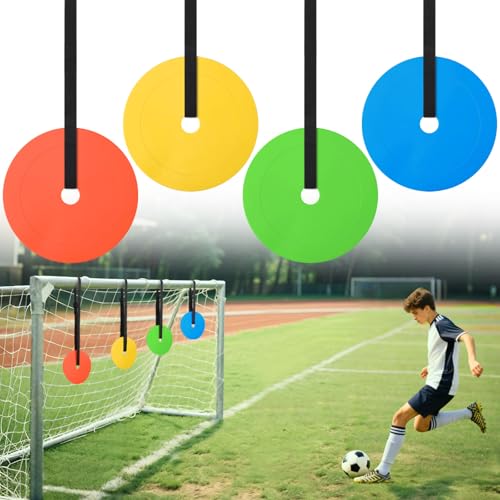 Soccer Goal Target Set with Discs & Adjustable Straps - Multi-Color 4 Pack
