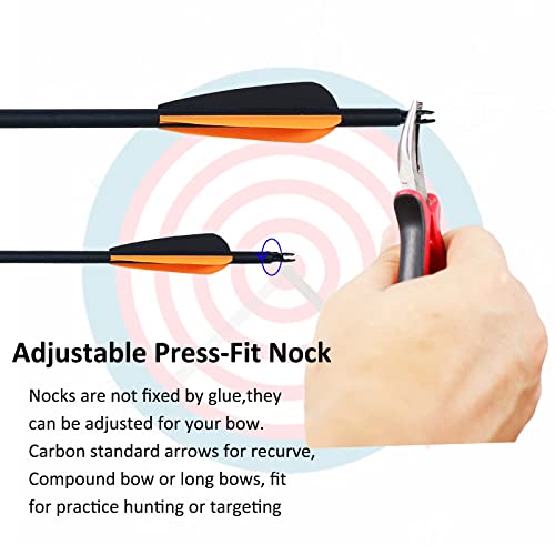 12 Pack Carbon Arrows for Takedown Longbow Recurve & Compound Bow 30 Inch Spine 500