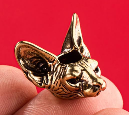 2pcs Sphinx Cat Brass Bead Paracord Lanyard Cord Beads Pendant Charms Pendant for Knife Lanyard Cord Bracelet Keychains EDC DIY Accessories