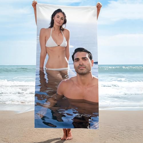 Custom Beach Towels Add Your Photo Text Towels for Kids Adults, Sandproof Absorbent for Beach, Bath, Pool, Personalized Picture Gifts for Girls Boys A-Customized 32×52in